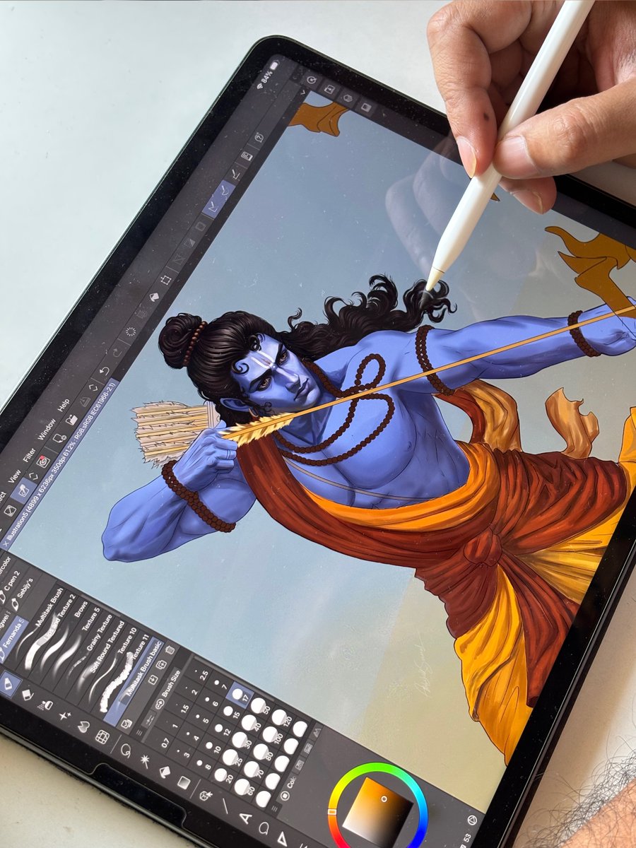 abhisketch's tweet photo. This is a piece I’m currently working on. It’s not finished yet only the face part is rendered so far. There’s still a lot to do like clothing, weapons, and the background.

I’m putting my free time into this artwork, let’s see how it turns out

#wip #RamNavami #digitalart #art https://t.co/9eEK0F1n3M