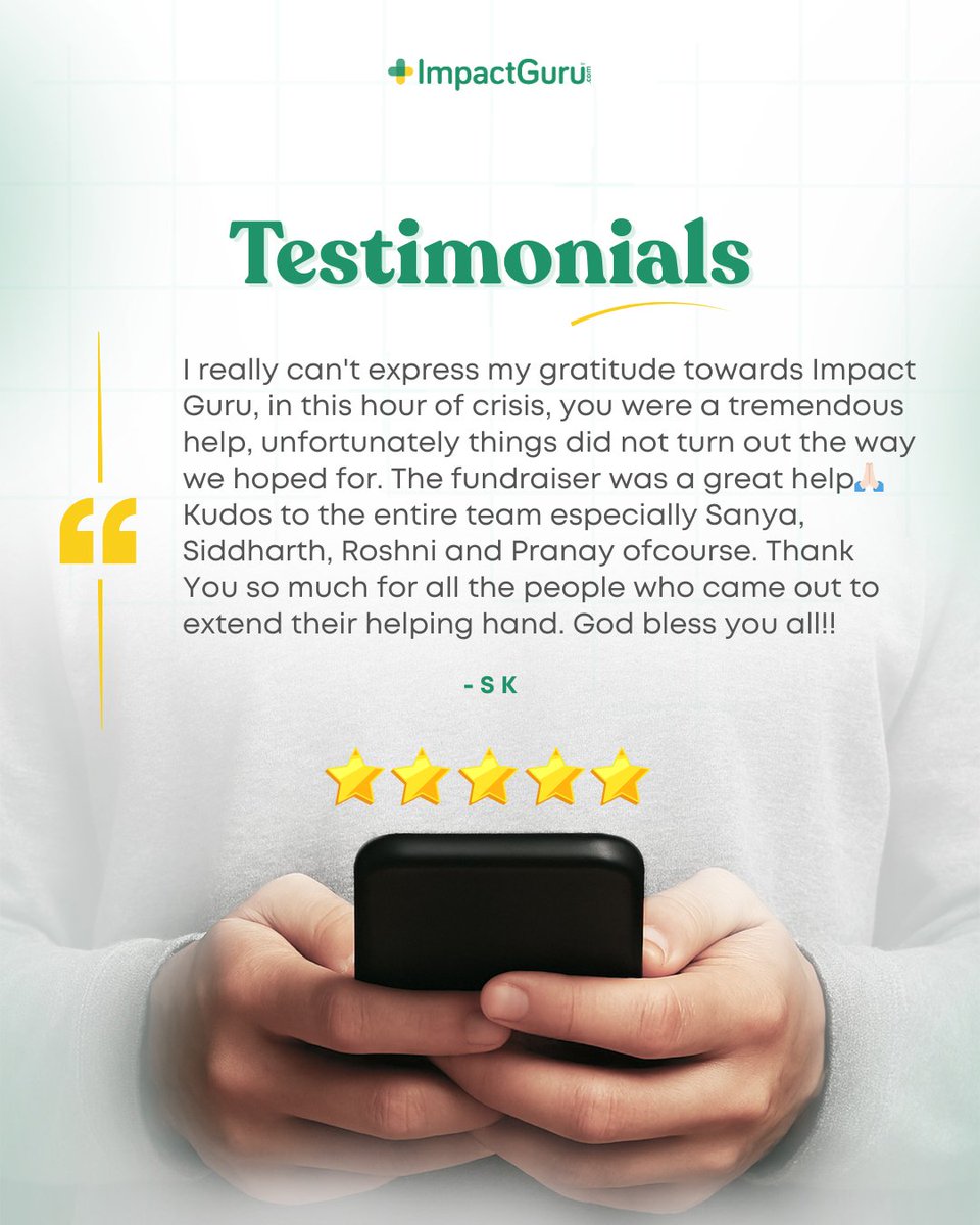 ImpactGuru's tweet image. Hearing this makes it all worthwhile 💛

#ImpactGuruTestimonial #KindWords