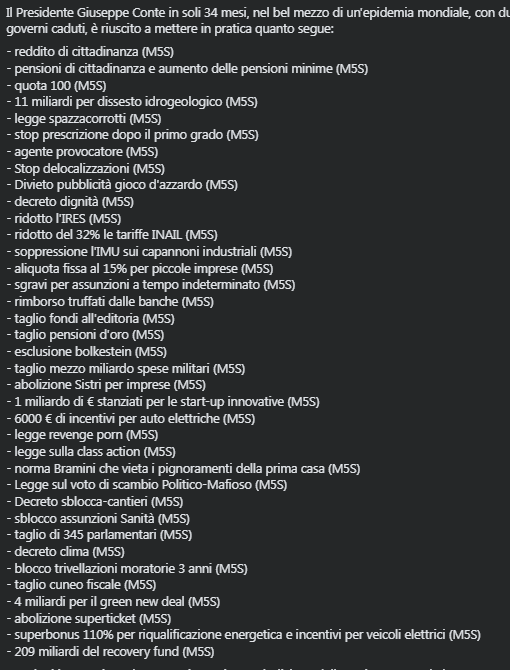 Il Presidente Giuseppe Conte in soli 34 mesi, nel bel mezzo di un'epidemia mondiale, con due governi caduti, è riuscito a mettere in pratica quanto segue:👇🏻
facebook.com/vincenzo.borre…