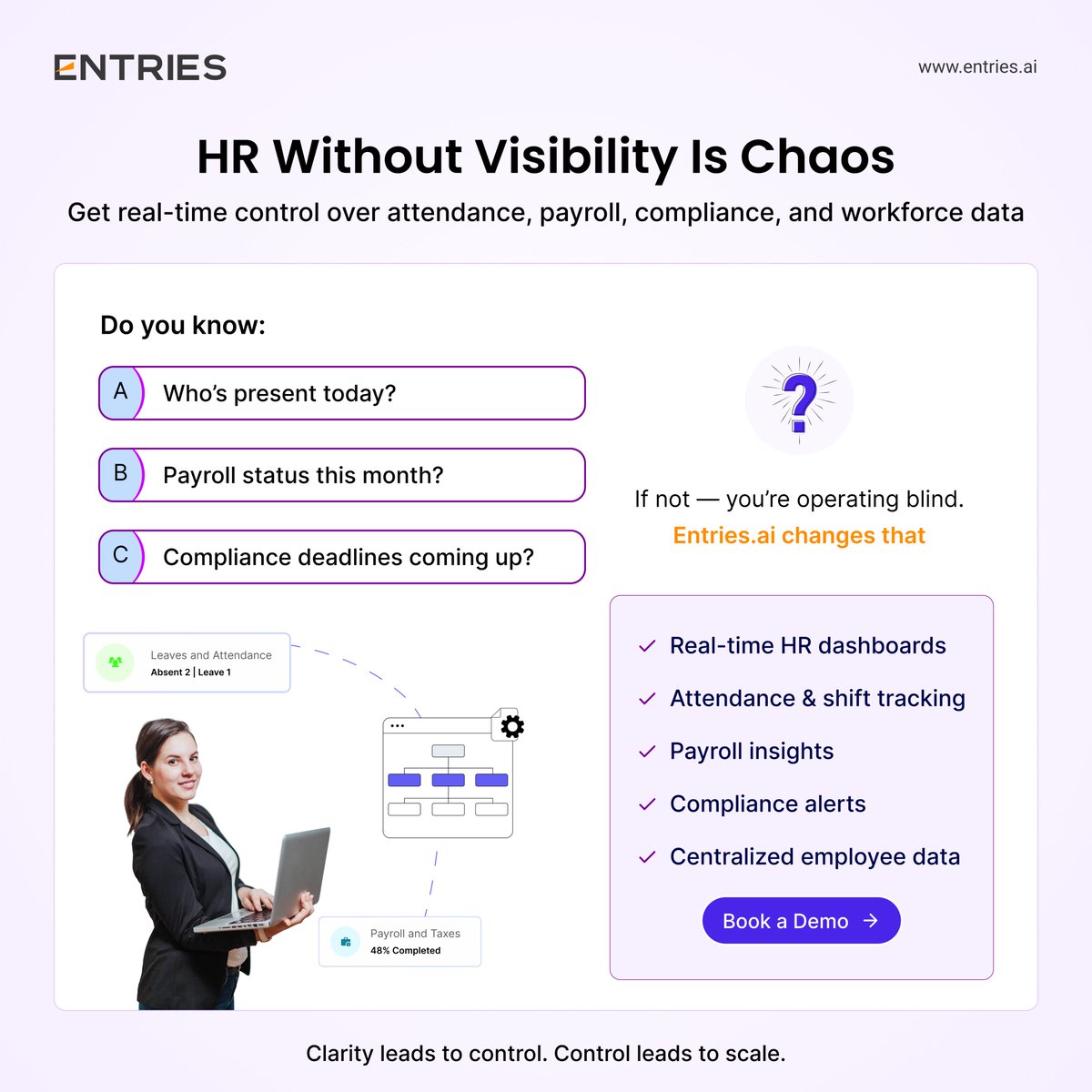Entries_ai's tweet photo. You can’t scale what you can’t see.
HR without visibility = chaos.

https://t.co/pfoIsuVmoF gives founders real-time control over teams, payroll, and compliance.

https://t.co/1jclwULZLB https://t.co/5DzDkJPGpb