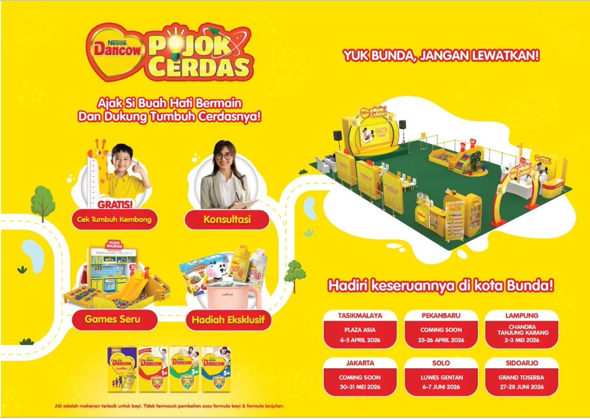 dhitasuryo's tweet photo. MK-SIN 
[Event Visit]

Hallo semua...

Calling Moms! 
Event Brand Susu Pertumbuhan Anak untuk 40 orang (moms &amp; kids) di beberapa kota. Silakan mengisi tautan berikut: 
https://t.co/GSOVJsMAoF

*Brief lebih lanjut akan di dalam grup terpisah jika terpilih. 

Goodluck ya! 😍 https://t.co/amAkfzT4wp