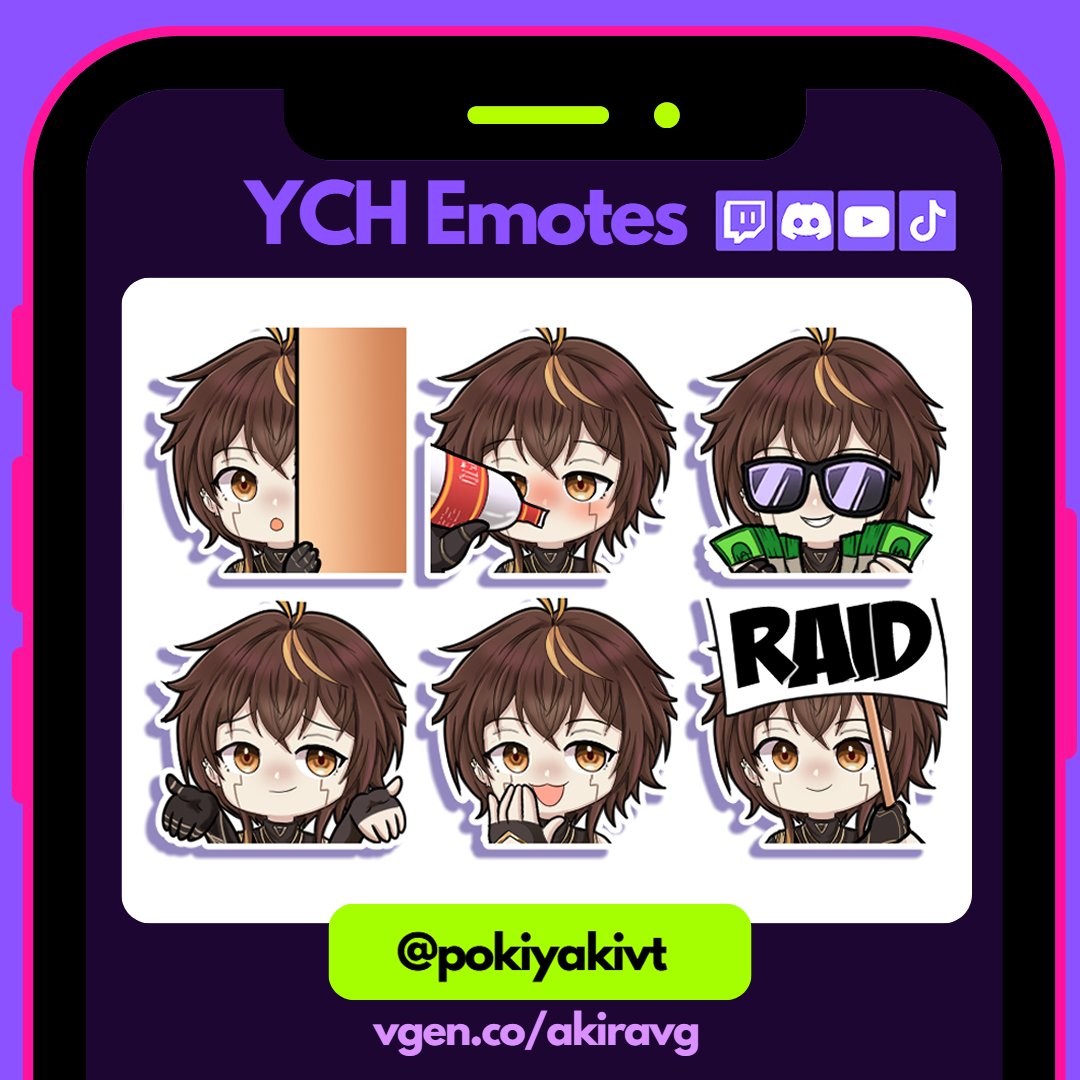 New YCH Emotes for Pokiyaki   

#VGenComm #VGenOpen #VGen #vgenartist #YCH #Emotes #Vtuber #ENVtuber #TwitchEmotes #commissionsopen