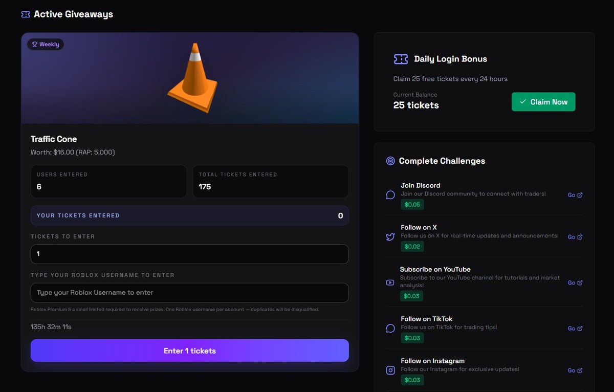 We also run weekly giveaways on Limiteds Market! 💫