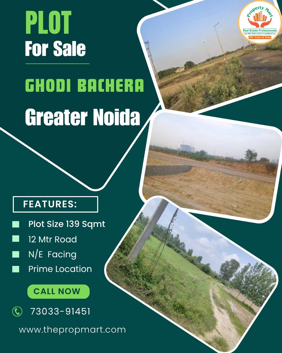 Property_Mart's tweet image. ✅ 139 Sqmt Plot
✅ 12m Wide Road
✅ North-East Facing
✅ Prime Location
Build your dream home or invest smartly today. 🏡
📞 Call now: 73033-91451
#GreaterNoida #RealEstateIndia #PlotForSale #PropertyInvestment #GhodiBachera #LandForSale #DreamHome #InvestmentOpportunity l