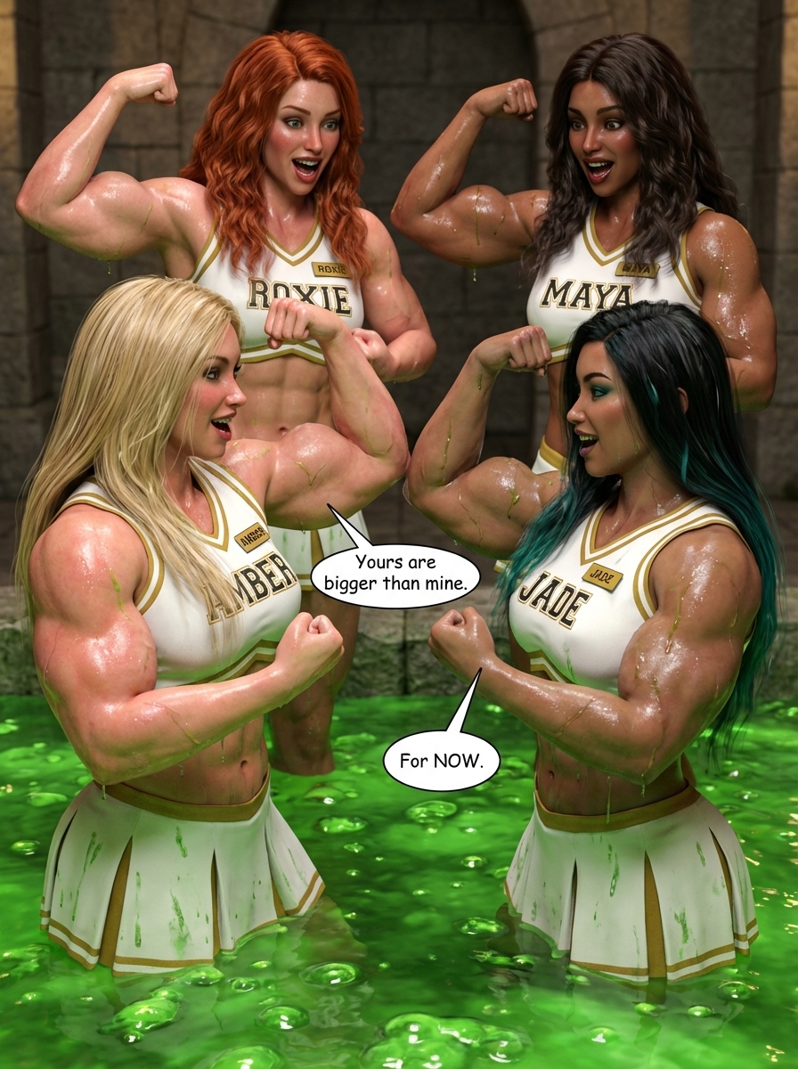 3dMuscleComics's tweet photo. The cheerleader muscle competition is heating up! 💪🔥 Who's got the biggest biceps? 🔥 Full comics + animations on Patreon!
👉 https://t.co/8LF0sIZgtH #musclegrowth #fmg #femalemuscle #cheerleader #transformation #comic https://t.co/kjZDiQb9ZA