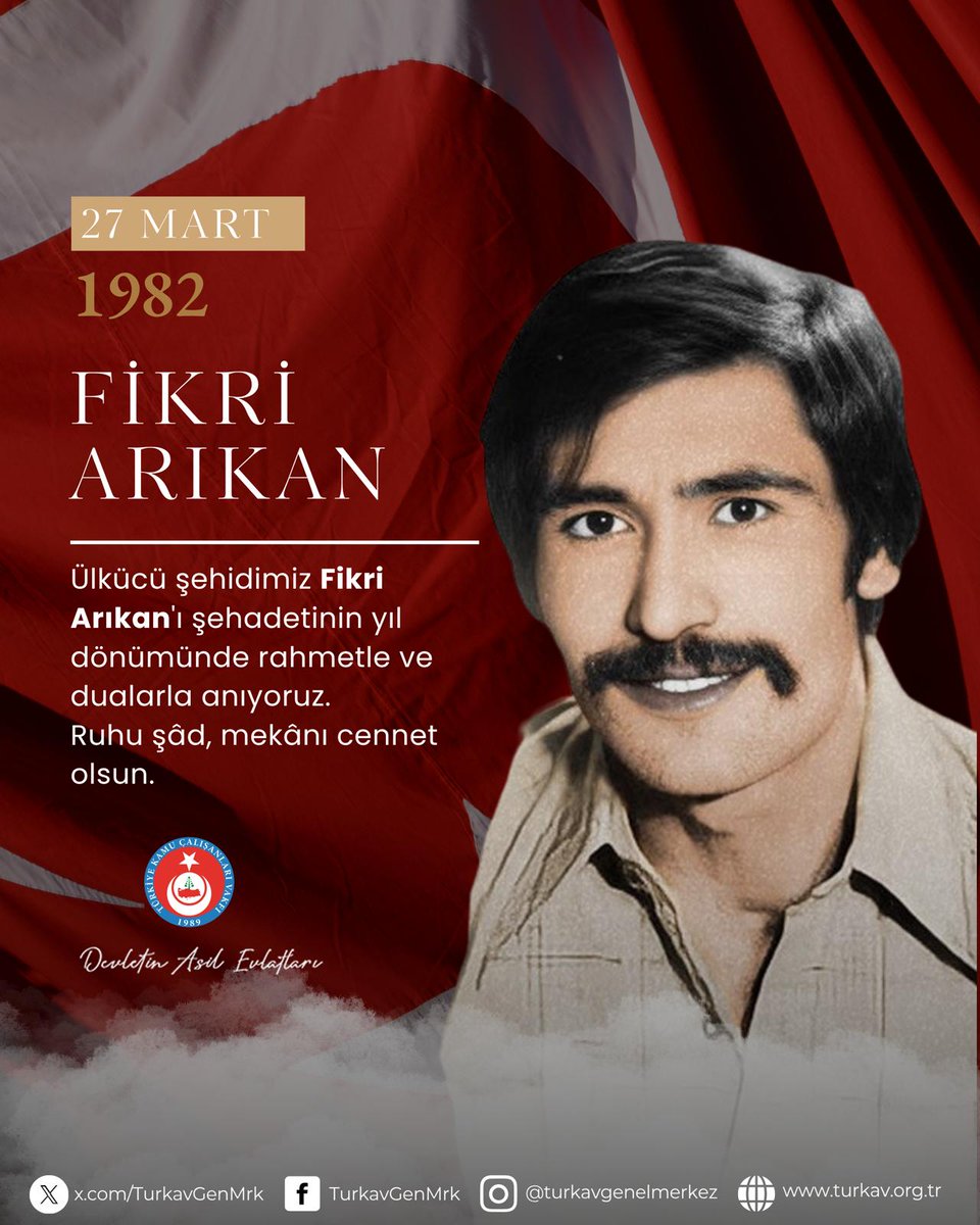 Şehadetinin yıl dönümünde Ülkücü Şehidimiz Fikri ARIKAN’ı rahmet ve dualarla anıyoruz.