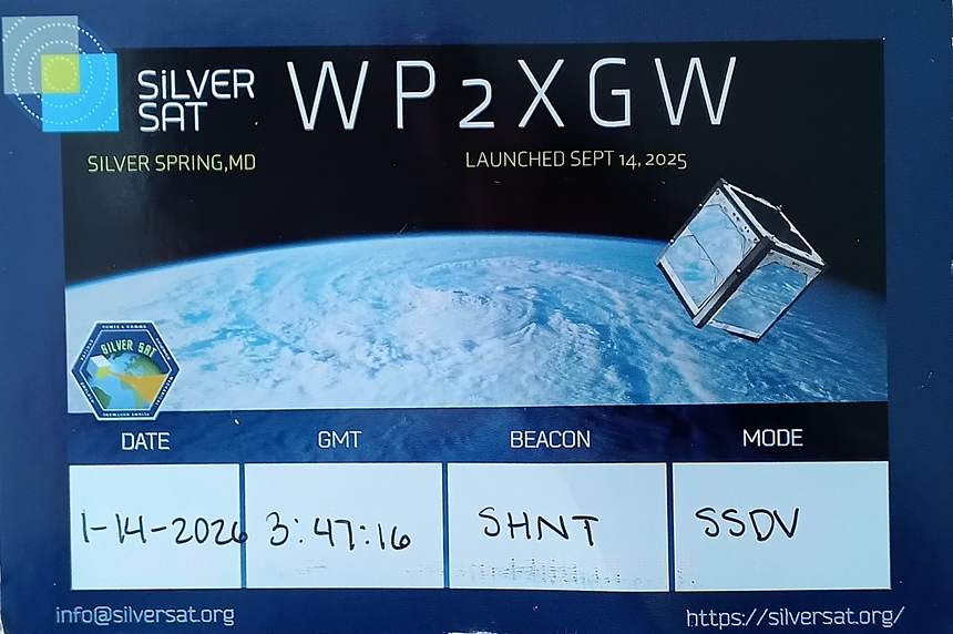 Ja3Tdw's tweet photo. Got a nice QSL card from the SilverSat team. Thank you very much!! #QSL #SilverSat https://t.co/2y1f7IZTHg