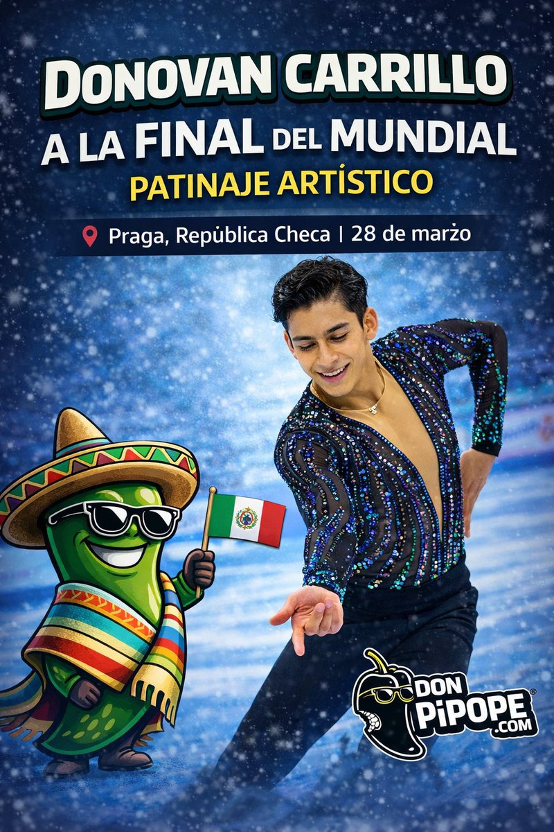 🇲🇽 México ya está en la final del Mundial de patinaje artístico.

Donovan Carrillo lo volvió a hacer: está entre los mejores del mundo y va por un resultado histórico en Praga.

⛸️ Este 28 de marzo se define todo.

#DonPipope #Deportes #México #DonovanCarrillo