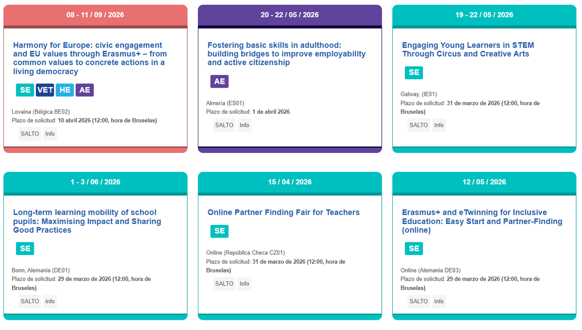 EplusCatEdu's tweet image. 📢Vols connectar amb centres europeus i fer créixer els teus projectes?
🌍Les activitats #TCA del programa #Erasmusplus t'ofereixen formació, networking i oportunitats per trobar socis i compartir bones pràctiques.
🔗tuit.cat/Inf65
#SEPIE #Internacionalització #eTwinning