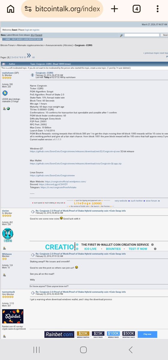 Intern_Mem3's tweet photo. Today, @vashshawn updated Bitcointalk article and officially deleted all your records regarding $CORGICOIN there.
Can you explain why you are not a scammer?
Why did you have to delete your article concerning your support for $CORG on $SOLANA? https://t.co/jSRPDMmBAV