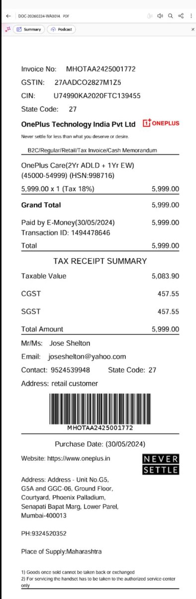 Joseshe38363765's tweet image. First asked 85% service cost. After multiple tweets,1+ offered replacement with OnePlus 12 but asking ₹27K40% MRP. 1+ exchange value is 25k. why should more value for 2-year-old model? If I’m pay amt, I deserve the latest model OnePlus. Fair resolution needed.#ScamOnePlus