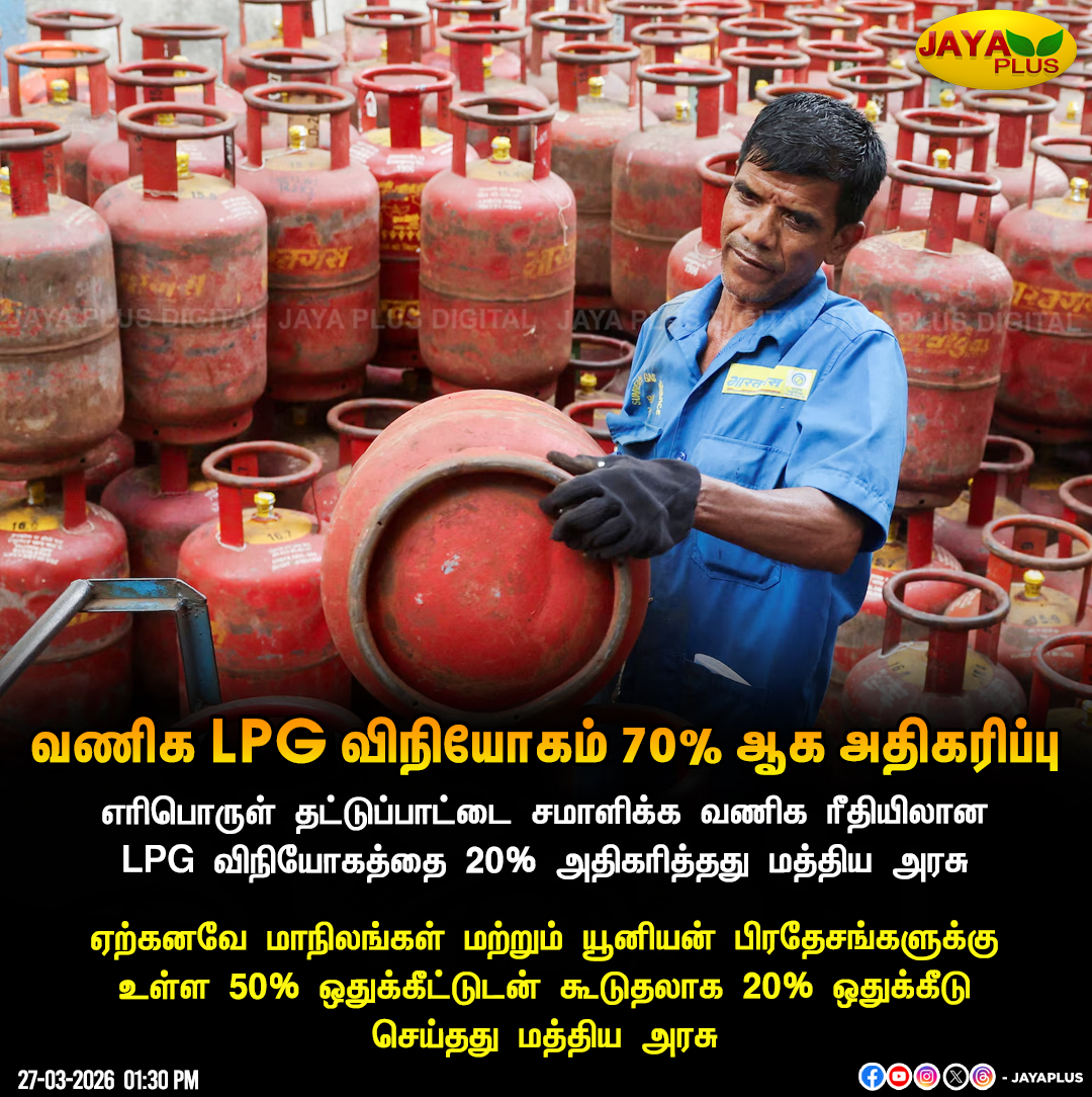jayapluschannel's tweet image. வணிக LPG விநியோகம்  70% ஆக அதிகரிப்பு 

#LPGIssue #CentralGovernment #JayaPlus
