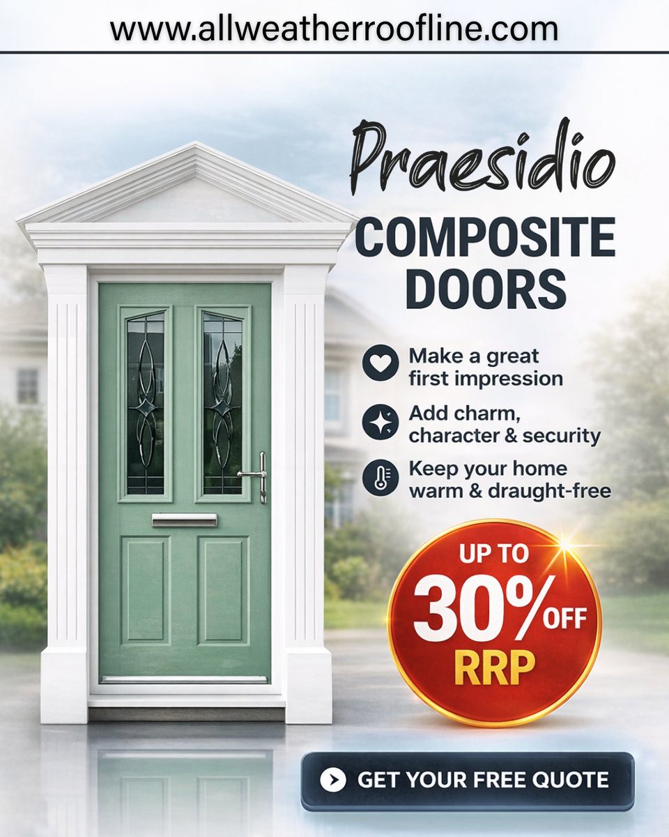 ARoofline's tweet image. Have you seen our amazing range of bespoke composite doors?! 🚪 From classic to contemporary styles, we've got you covered with the latest energy-saving and security features! 🔒 Upgrade your home with AWR and feel like a winner every day! #CompositeDoors #EnergyEfficient