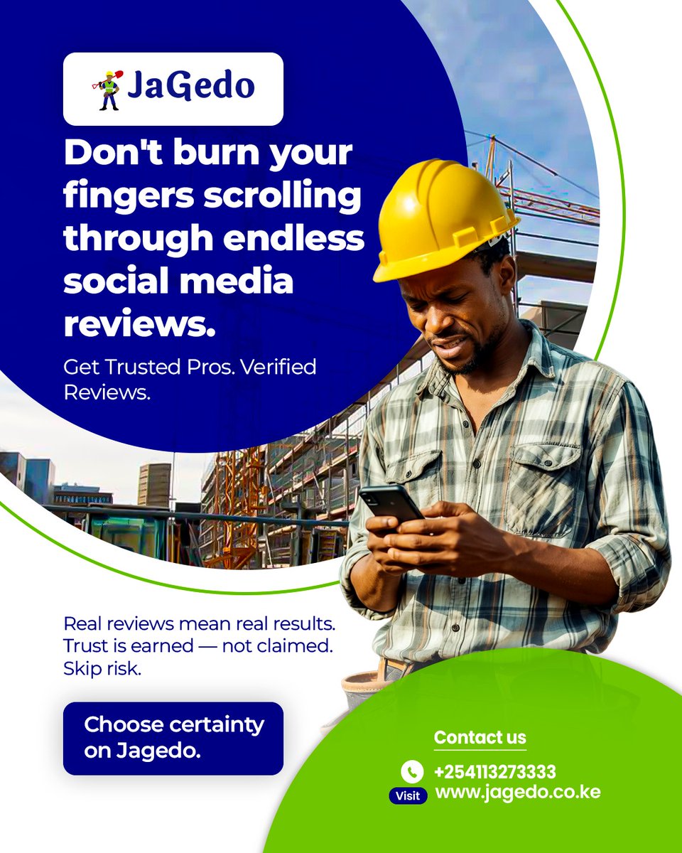 "Naskia anafanya kazi nzuri" is not a reference check. 
Verified pros exist — jagedo.co.ke/signup

#JaGedo #ConstructionKenya #BuildSmart