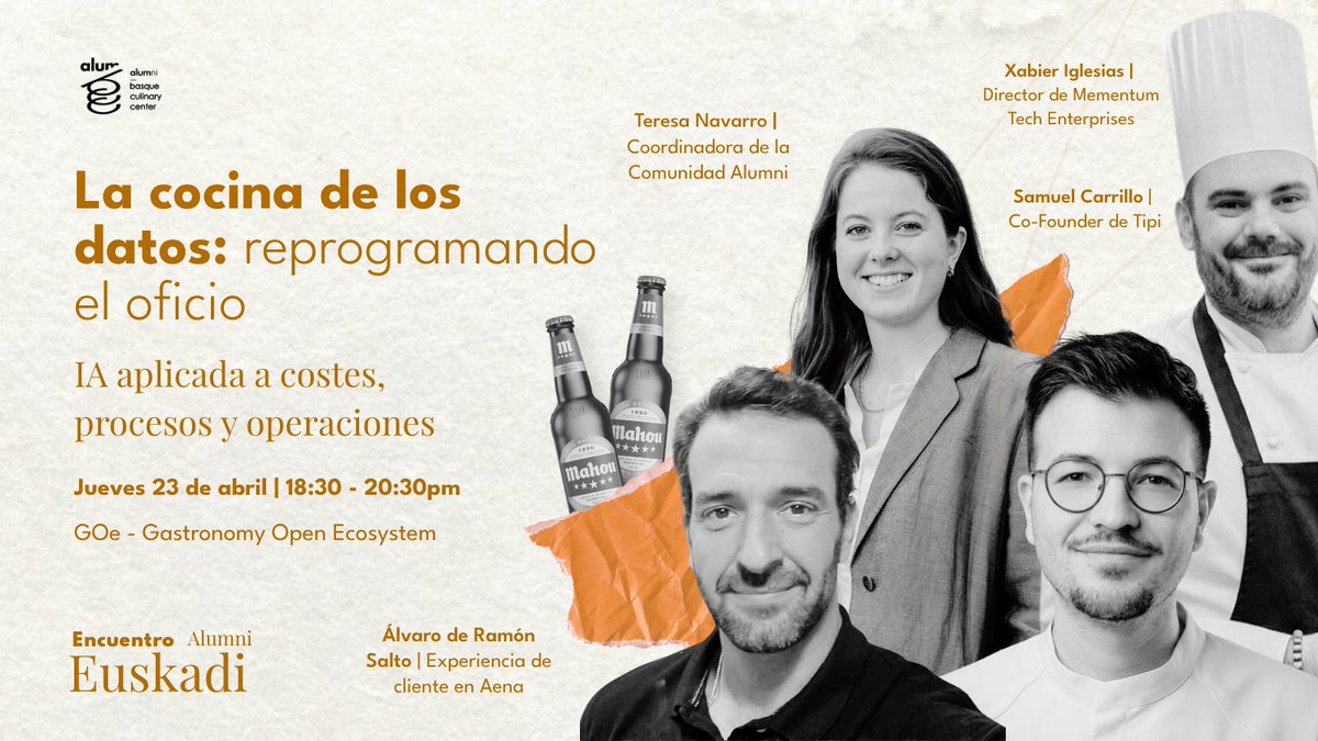 xabier_iglesias's tweet photo. El mes que viene participaré en el Encuentro Alumni de Basque Culinary Center para hablar de IA aplicada a Procesos. 

Estoy preparando una Demo Práctica muy chula que confío en que salga todo de lujo. 

Con ganas de ver a antiguos alumnos. https://t.co/50QSKaCbhk