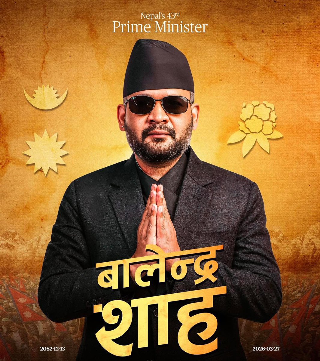 Congratulations to New Prime Minister of Nepal, Balen Shah. 

Design. @biphson_nepali