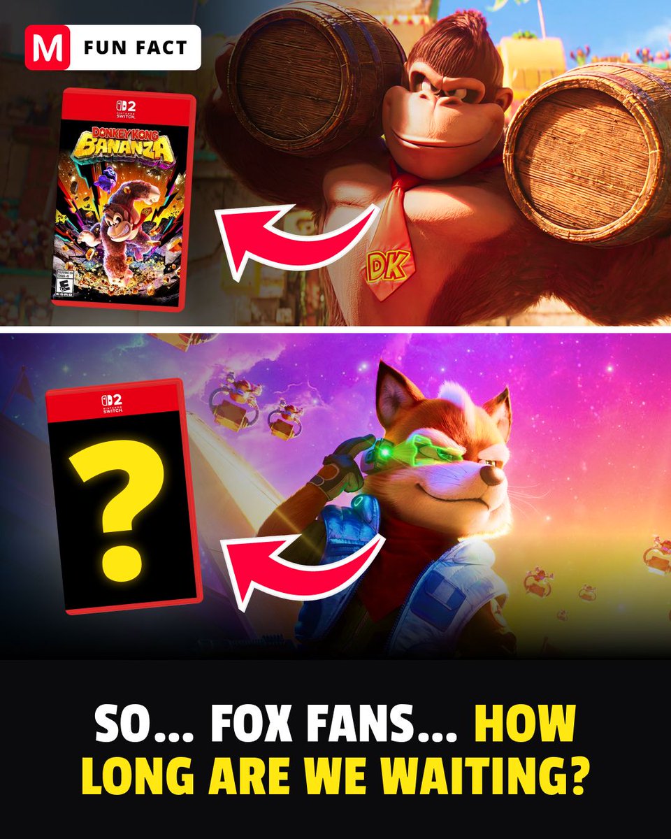🦍 Donkey Kong showed up in the first animated Mario movie…
Then got a brand new game 2 YEARS later!

🦊 Fox McLoud shows up in the 2nd Mario movie...