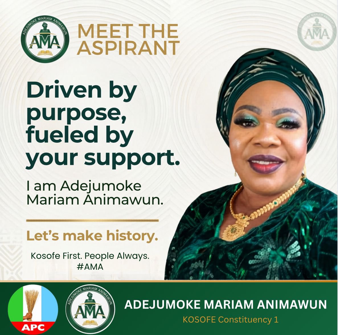 JAnimawun's tweet image. Kosofe Constituency 1 deserves a voice that understands, feels, and delivers.
I am stepping forward with courage, compassion, and commitment to serve YOU.
Together, we will build a brighter future.
Let’s make it happen. 
#AMA #Kosofe #WomensVoice