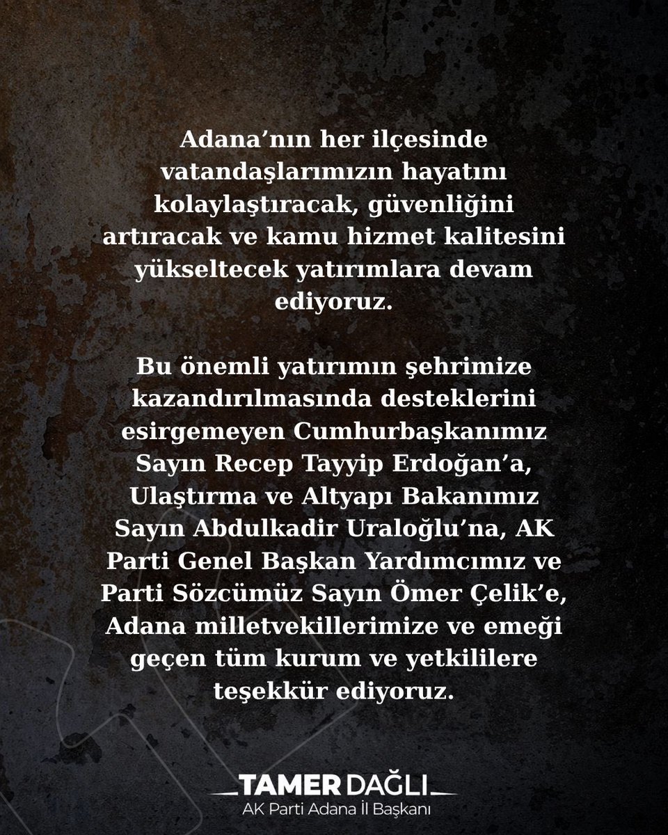 akpartiadanail's tweet photo. Adana’mız için önemli bir ulaşım ve güvenlik yatırımı daha hayata geçiriliyor.

Kozan, Feke, Saimbeyli ve Tufanbeyli ilçelerimizi kapsayan karayolu hattında heyelan riski taşıyan kesimlerde kapsamlı ıslah ve güvenlik çalışmaları başlatıldı.

Yaklaşık 4,27 milyar TL yatırım bedeline sahip bu önemli proje ile bölgemizde ulaşım güvenliği daha da güçlenecek, yol altyapımız daha dayanıklı hale gelecek.

Adana’nın her ilçesinde vatandaşlarımızın hayatını kolaylaştıracak, güvenliğini artıracak ve kamu hizmet kalitesini yükseltecek yatırımlara devam ediyoruz.

Bu önemli yatırımın şehrimize kazandırılmasında desteklerini esirgemeyen Cumhurbaşkanımız Sayın Recep Tayyip Erdoğan’a, Ulaştırma ve Altyapı Bakanımız Sayın Abdulkadir Uraloğlu’na, AK Parti Genel Başkan Yardımcımız ve Parti Sözcümüz Sayın Ömer Çelik’e, Adana milletvekillerimize ve emeği geçen tüm kurum ve yetkililere teşekkür ediyoruz.

@RTErdogan @a_uraloglu @omerrcelik