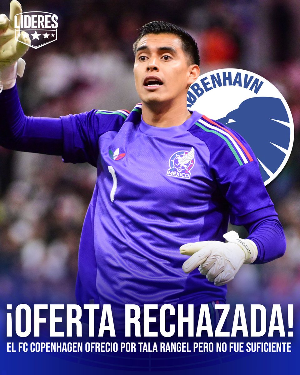 lideresdportes's tweet photo. 🚨 CHIVAS RECHAZÓ una oferta del FC Copenhagen por Tala Rangel — y pusieron precio.

El Rebaño dice que su portero no sale por menos de $6 MILLONES DE DÓLARES. La oferta danesa no llegó ni cerca.

El Mundial será su gran vitrina. Europa, a esperar 👀 https://t.co/hU6QDHKJAi