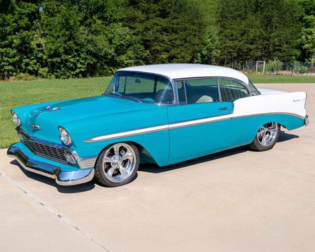 Barrett_Jackson's tweet image. '@KyleBusch and wife @SamanthaBusch are scheduled to be on the auction block when two memorable vehicles once part of their collection sell with No Reserve — a custom 1956 @chevrolet #BelAir &amp;amp; a 1957 @Ford #Thunderbird at the 2026 #PalmBeach Auction

More: bit.ly/PB26TW-NascarS…