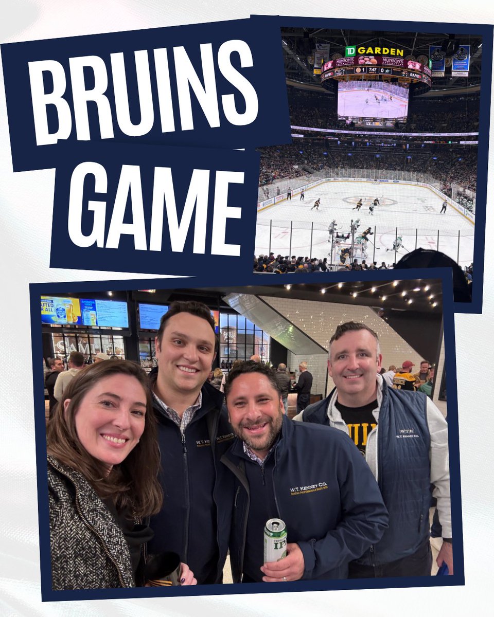 A great night with the team at the Boston Bruins game this week!

Amy Benoit, Mike Kenney, Chuck Alexis, and Brian Jurgens enjoyed some time out together, catching the game and connecting outside of the day-to-day.

#WTKenney #BostonBruins #TeamCulture #CompanyOuting