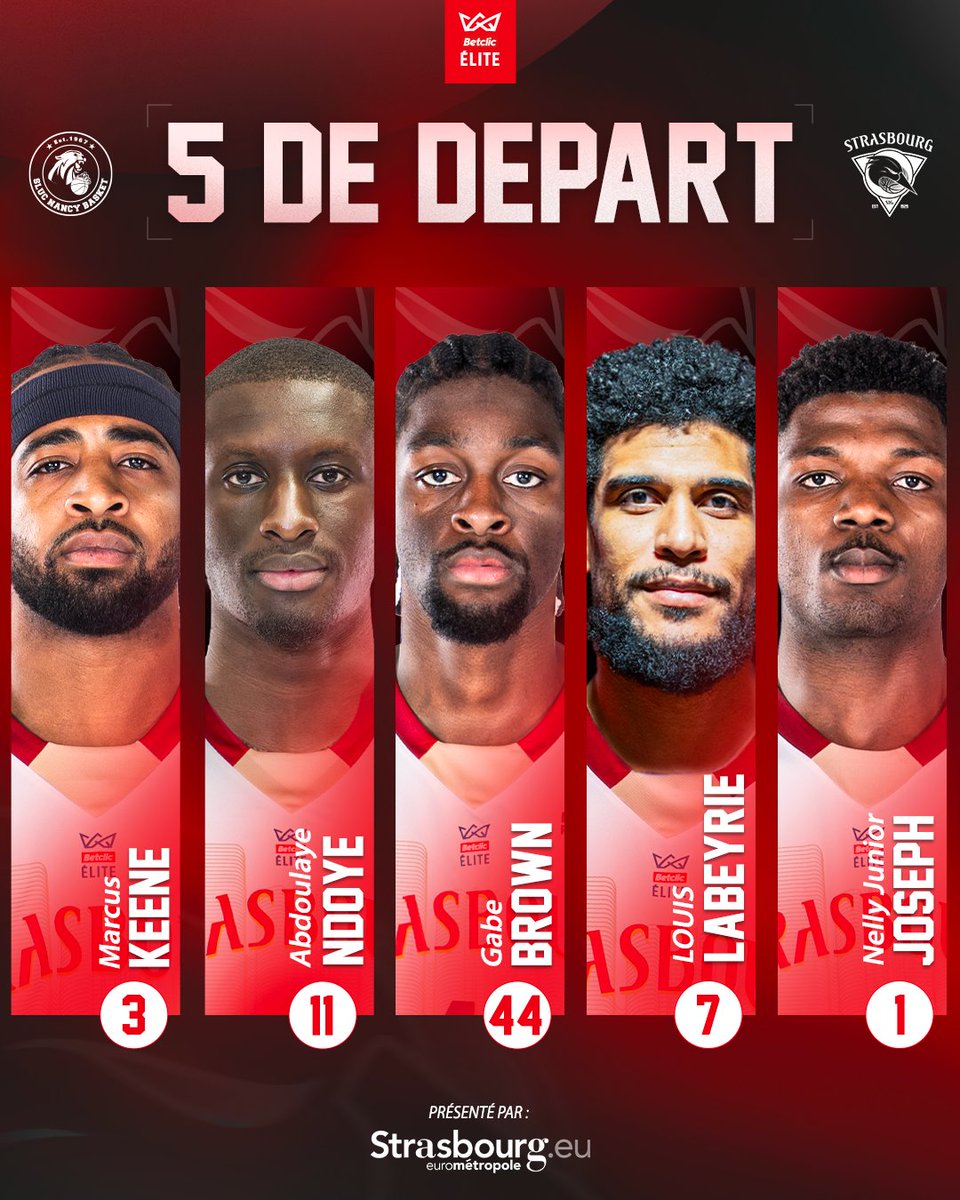 sigstrasbourg's tweet photo. Le 5 de dรฉpart ๐ Nancy
#BetclicELITE #SLUCSIG #gosig https://t.co/sIg2JqSxqB