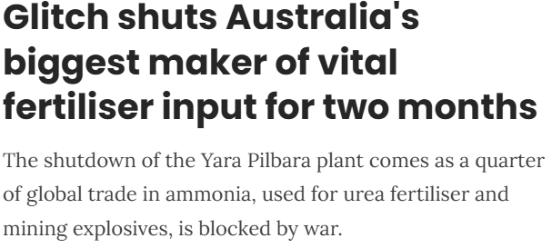 gaurav_kochar's tweet photo. 🚨 THE FERTILIZER SHOCK ISN’T OVER — IT’S ESCALATING 🚨

The world is moving deeper into a crop-input supply squeeze, and the implications for food inflation are far bigger than most are pricing.

⚠️ The pressure points are stacking fast:

• ~30% of globally traded fertilizers move through Hormuz (FAOHome)
• China’s export curbs are choking a major fallback supply channel
• Australia’s largest ammonia producer is facing a 2-month outage, tightening regional nitrogen availability (The Australian)
• India is already cutting output at several plants as gas and logistics costs surge (India Briefing)

🌾 The market still talks about oil first.

But the second-order shock is fertilizer, and fertilizer underwrites roughly half of modern food production. (The Guardian)

That means the next repricing wave is likely:
energy → ammonia/urea → farm application cuts → yield losses → food inflation.

This is where geopolitical risk stops being an energy story and becomes a global harvest risk event.

The world may soon be reminded that fertilizer is not just another chemical input.

It is the invisible leverage behind crop yields.

#Fertilizer #Urea #Ammonia #FoodInflation #Agriculture #CommodityMarkets #India #Macro