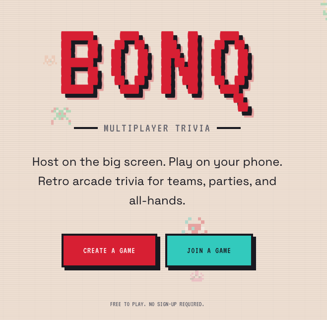 jamesvgibbs's tweet photo. Ever have one of those moments where your coworkers think it would be fun to create a game? I did this week, and I created Bonq. This is a crazy blend of Kahoot and Jackbox. https://t.co/xa9KqRvPiA