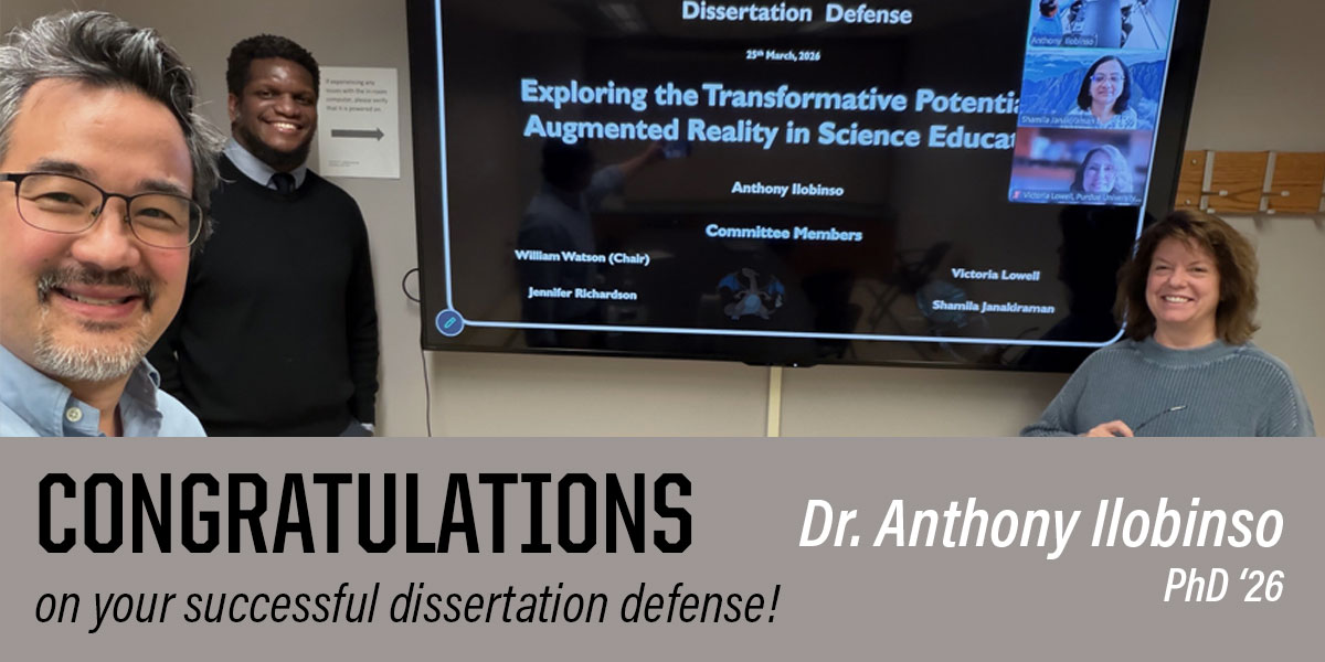 PurdueEDU's tweet image. Well done, Dr. Anthony Ilobinso, for successfully defending your #dissertation titled “Exploring the Transformative Potential of Augmented Reality in Science Education” – congratulations! 👏 #BoilermakerEducator