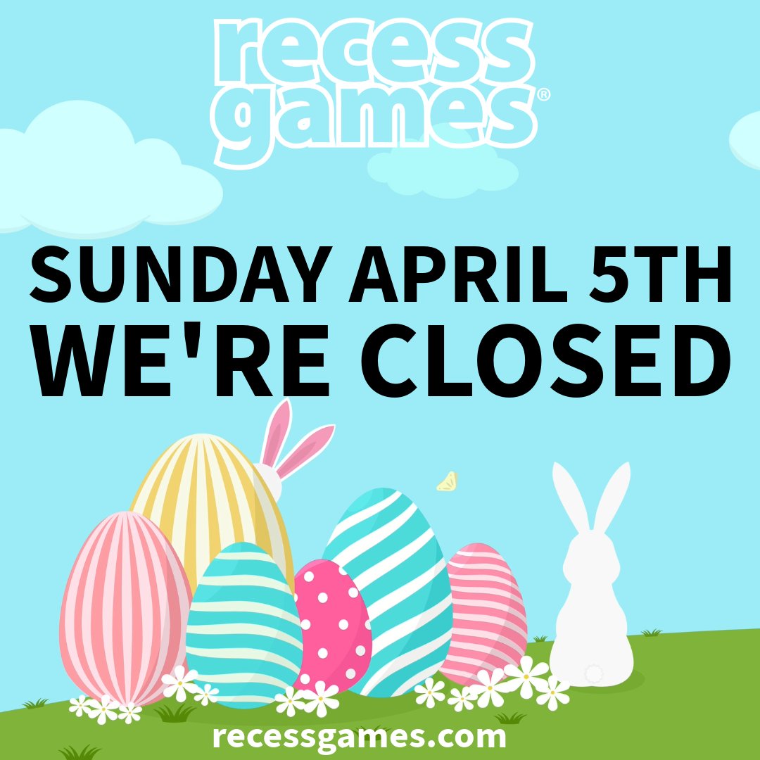 RecessGamesOH's tweet image. We're closed this Sunday

This Sunday, April 5th, our physical store will be closed. But don’t worry! Our online store is still open for all your needs. Shop anytime at recessgames.com!

#ShopOnline #SundayClosed #StayConnected