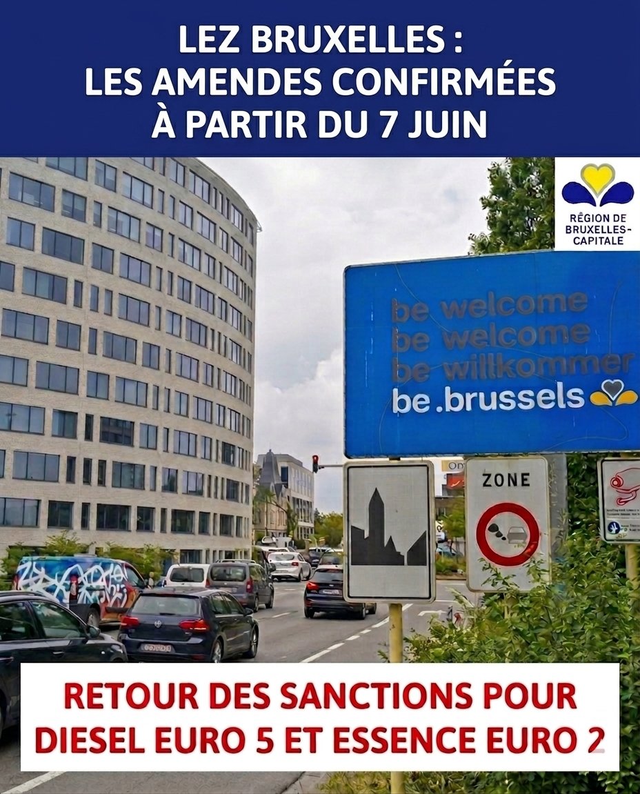 h_tatou's tweet image. LEZ BXL : amendes confirmées au 7 juin. ​Sont visés : Diesel Euro 5, Essence Euro 2
​L'accord prévoit un pass annuel à 350 euros (tarif social 200 euros) et des dérogations pour les profils vulnérables. Détails le 23/04.
​#Bxl #LEZ #Mobilite #Bruxelles
bx1.be/categories/new…