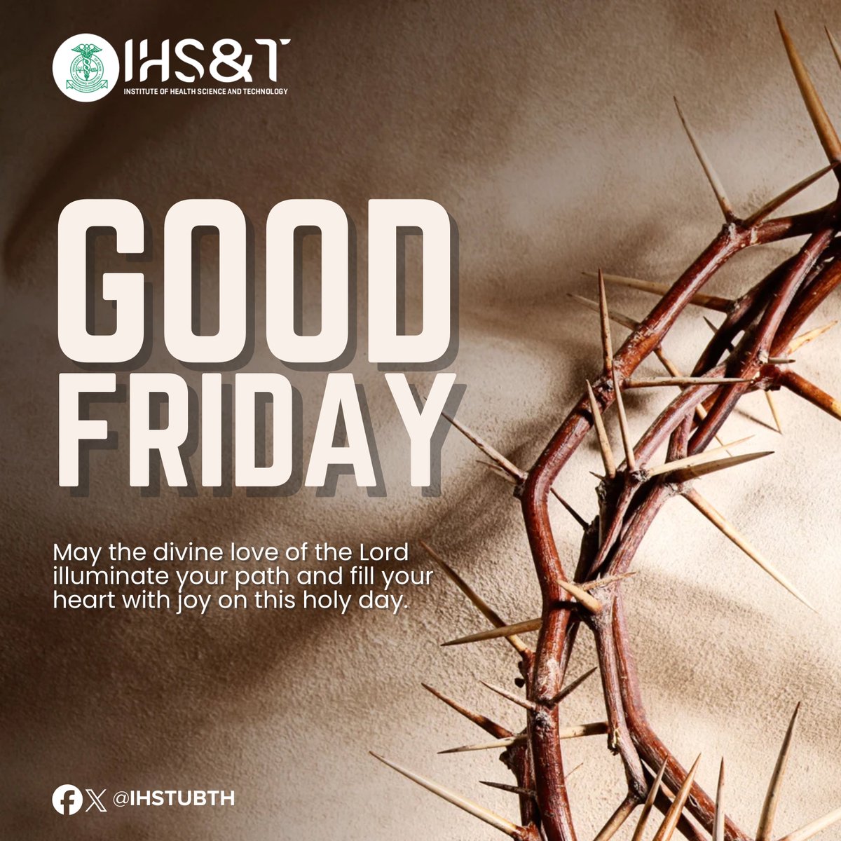 IHSTUBTH's tweet photo. On this Good Friday, we reflect on sacrifice, compassion, and the gift of life. May the spirit of selfless service continue to guide us as future healthcare professionals. ✝️ https://t.co/o7Gb9cq3Em