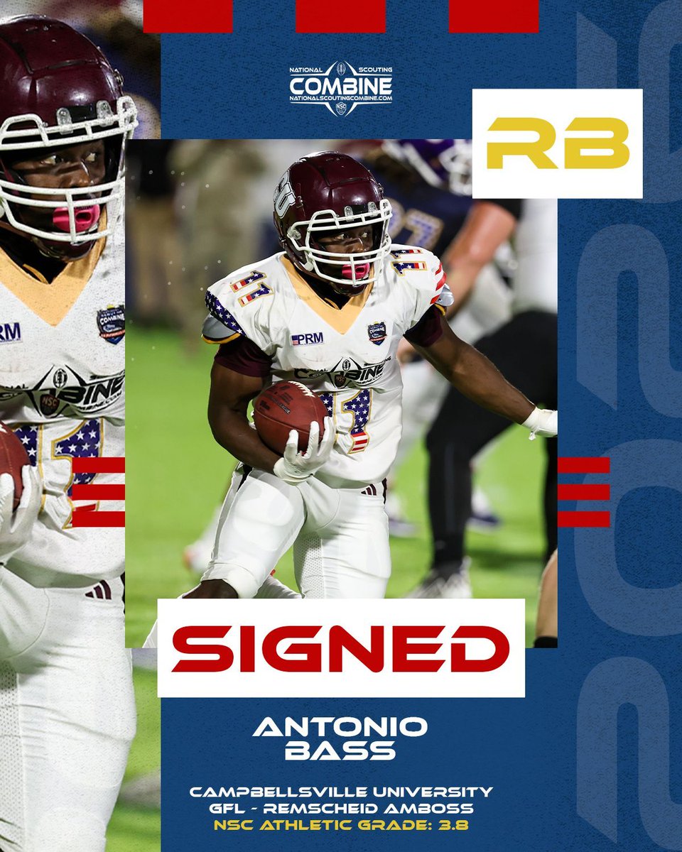 Congrats to National Scouting Combine RB <a href="/triple9trig/">tre’ bass</a> from @CVilleTigersFB for signing with the Remscheid Amboss of the <a href="/GFLinfo/">German Football League</a>!

Profile: nationalscoutingcombine.com/athlete/antoni…