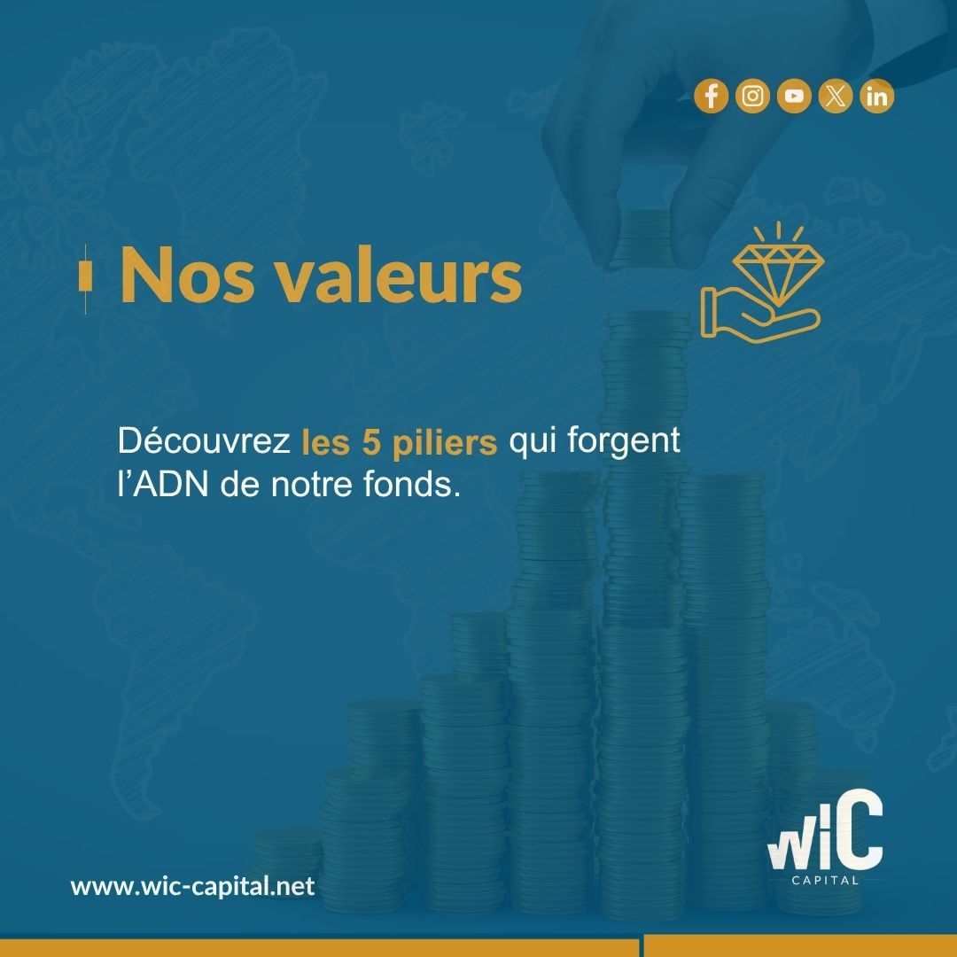 WIC_Capital's tweet photo. 𝗡𝗼𝘀 𝗩𝗮𝗹𝗲𝘂𝗿𝘀
Découvrez les 5 piliers qui forgent l’ADN de notre fonds.
#WICCapital #Investissement #Valeurs #BusinessEthics #Africa
__________
𝗢𝘂𝗿 𝗩𝗮𝗹𝘂𝗲𝘀

Discover the 5 pillars that define WIC Capital’s DNA. https://t.co/YMSZfvvxCl