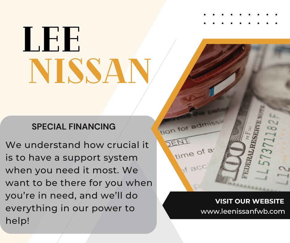 We understand how crucial it is to have a support system when you need it most. We want to be there for you when you’re in need, and we’ll do everything in our power to help! --> leenissanfwb.com/bad-credit-spe…