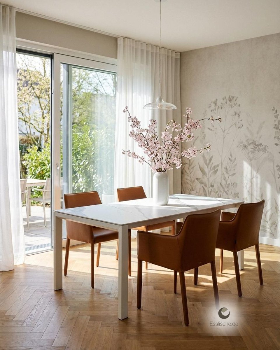 Frühlings-Highlights mit dem Amalfi Keramik Esstisch! Strahlendes Weiß Edelweiss, pflegeleicht &amp; modern – perfekt für unbeschwerte Stunden. Deine Frühlingsenergie fürs Zuhause! #Frühlingsgefühle #Keramiktisch #Esszimmertisch #Wohninspiration tinyurl.com/28lfyyc9