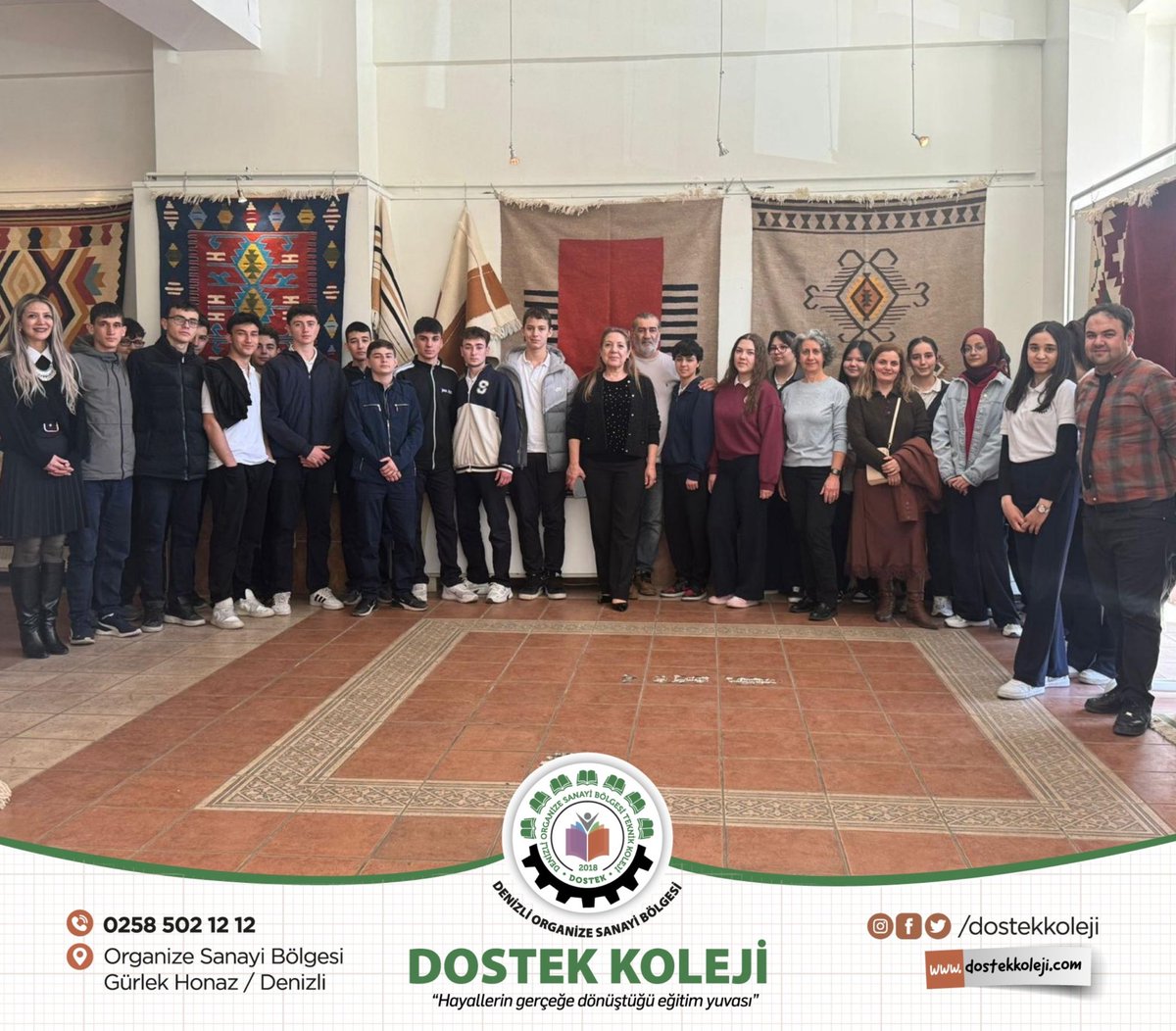 dostekkoleji's tweet image. Öğrencilerimiz, Denizli Büyükşehir Belediyesi Turan Bahadır Sergi Salonu'nda düzenlenen “El Dokuması Tasarım Kilim ve Aksesuar Sergisi”ni ziyaret etti. 

#dostek #dostekkoleji #denizliosb #eldokuması #kilimveaksesuarsergisi