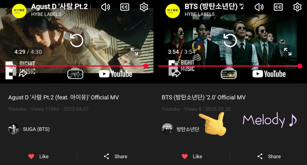 Melody995955151's tweet photo. @SUGAcatroom Higherで2.0発見👀✶
Higherでもおかわり🚃🚃🚃🚃💜
🐱 #PeoplePt2
🥸 #BTS 2.0
#SUGA고양이방_스밍스밍🐈🏠
#슈가 #AgustD #SUGA https://t.co/kSb0Kk6Yzh