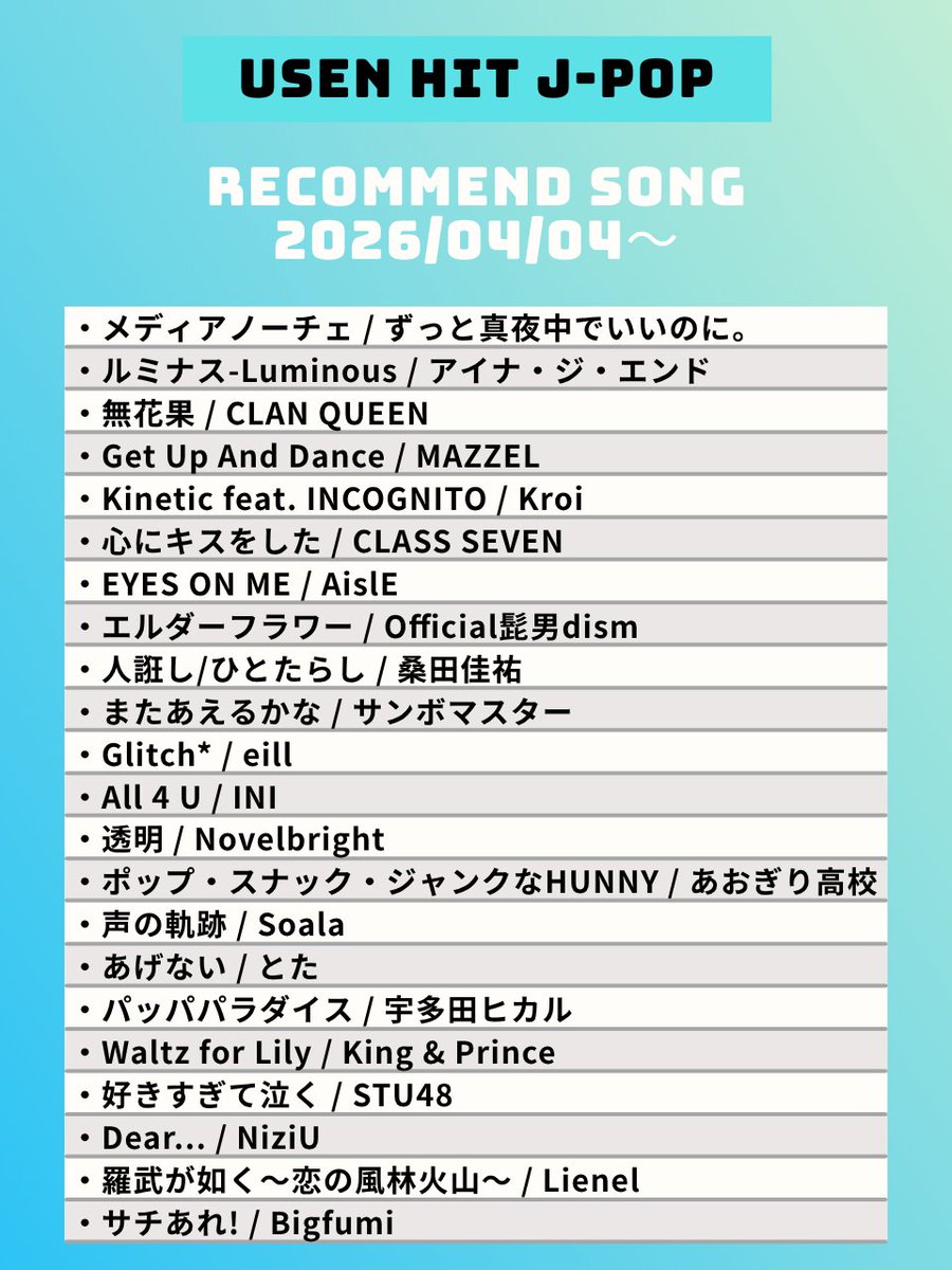 USEN HITS!(有線放送) tweet media