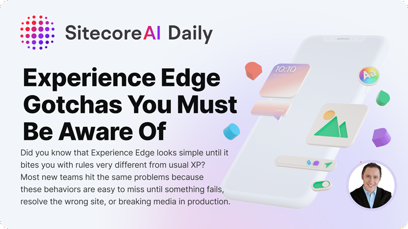 Starting with <a href="/Sitecore/">Sitecore</a> #ExperienceEdge? 

Save yourself hours of debugging:

- case-sensitive media URLs
- not supported shared Start Items
- no mixing GraphQL literals with variables
- fallback changes force republish
- personalization in the head app

linkedin.com/posts/martin-m…