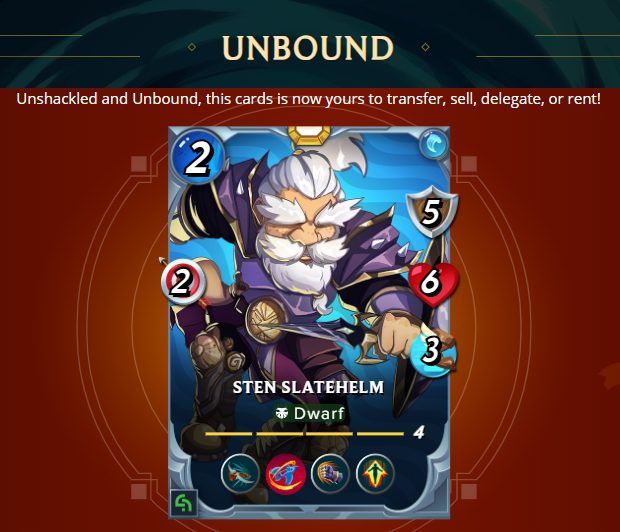 DuceCrypto's tweet image. Sten is such a beast in low-mana #Splinterlands battles that I had to snag the only serialized Gold Foil Arcane listed on the market.

Only 5 will be printed; 4 are already minted!

Now I have an RF max to rent out. Who needs some Sten?

#HIVE #play2earn #Web3Gaming #TCG