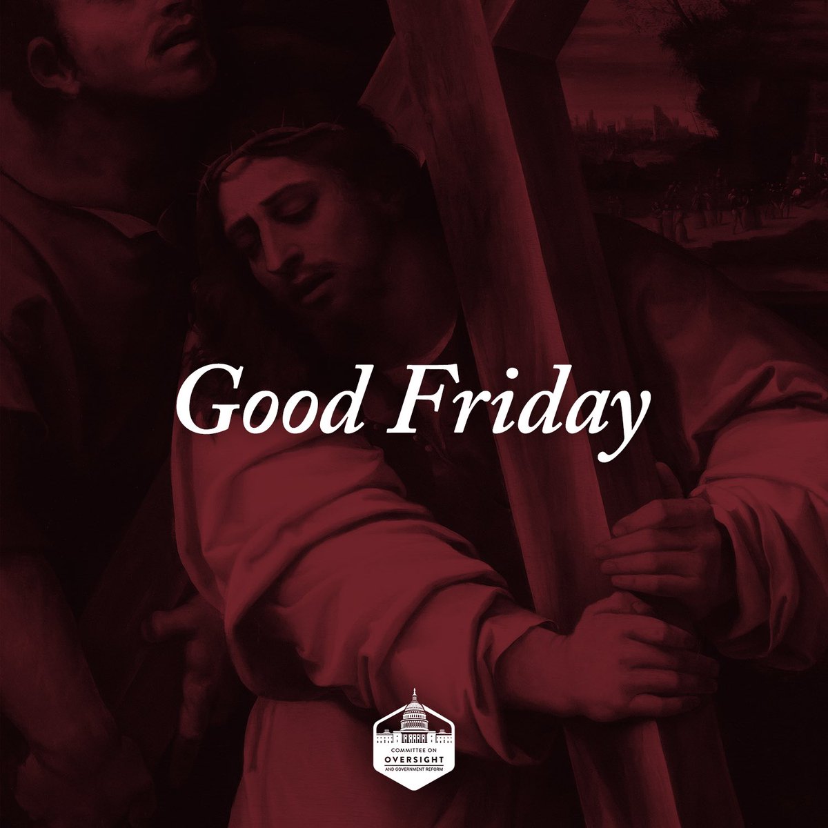 GOPoversight's tweet photo. On this Good Friday, we remember Christ's ultimate sacrifice and the promise of redemption. ✝️

"But God shows his love for us in that while we were still sinners, Christ died for us." -Romans 5:8 https://t.co/z9UjGsRv2t