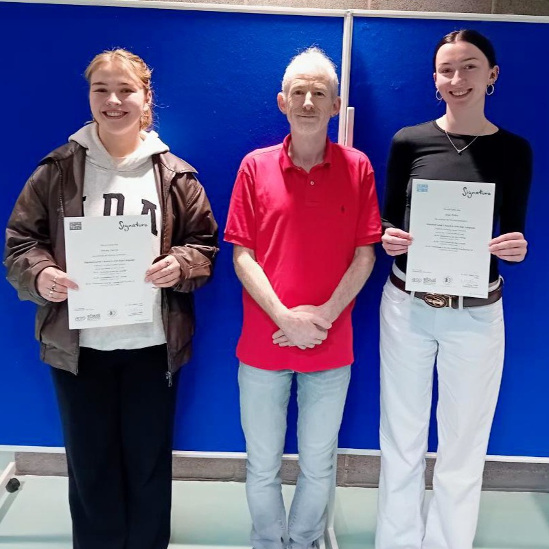 IrishDeafcom's tweet photo. Five students have recently passed their ISL Level 1; here are two of them in the photos.

We have a new live session online one-to-one for basic ISL and full ISL courses on your chosen day and time weekly.

Visit for more details at https://t.co/EVxcJtl8hb https://t.co/xLahd3JkU7