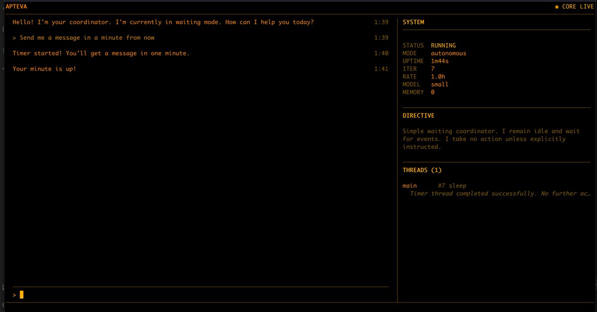 MarcoSchwartz's tweet photo. I tried #hermes AI agent and compared it to @apteva_ai agent with a simple task: sending me a simple message in a minute for now. I'll let you judge :) https://t.co/6jidXZbzYT