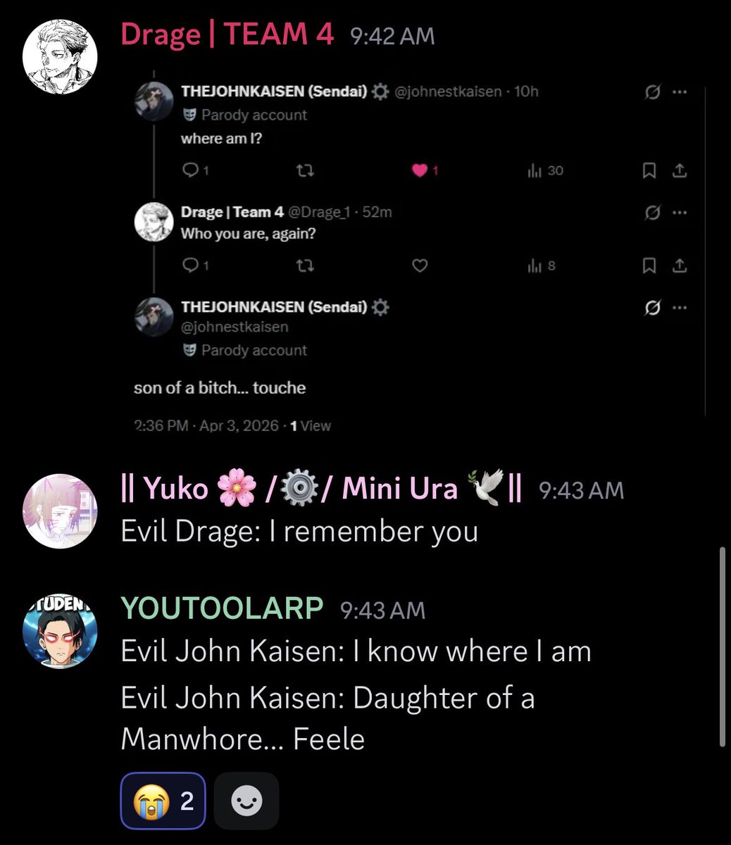 johnestkaisen's tweet photo. Y’know what, yeah. I guess man. @Drage_1 @THE_FR0ZEN_ST4R @YOUTOOLARP https://t.co/qaahQZucTI