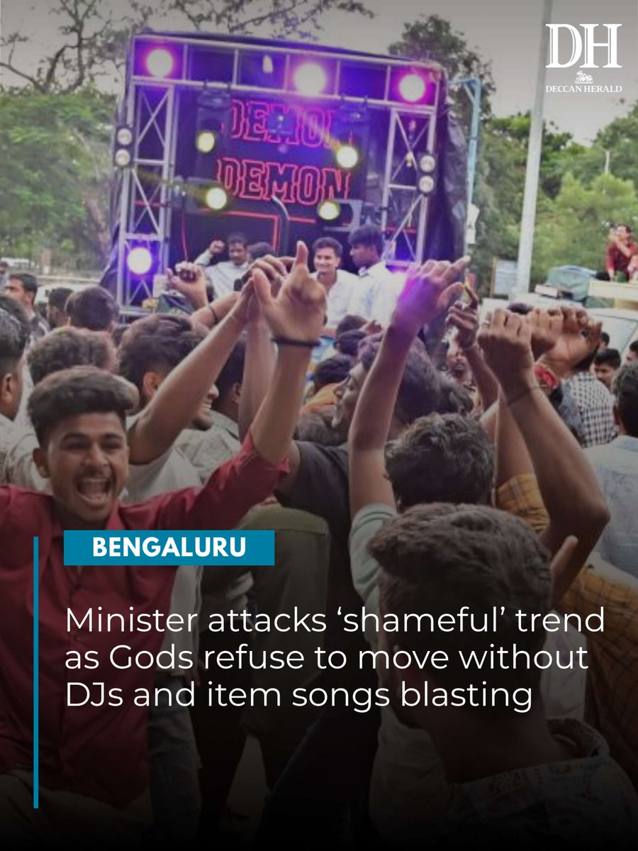 DeccanHerald's tweet image. #Bengaluru | Disc jockeys, artistes and event organisers have termed the government’s views on banning #DJs and ‘item songs’ at #religiousprocessions and cultural events an unnecessary intrusion.

#Kannadaculture #HodiMaga #GubachiGoodinalli

ow.ly/GLqe50YCPkh