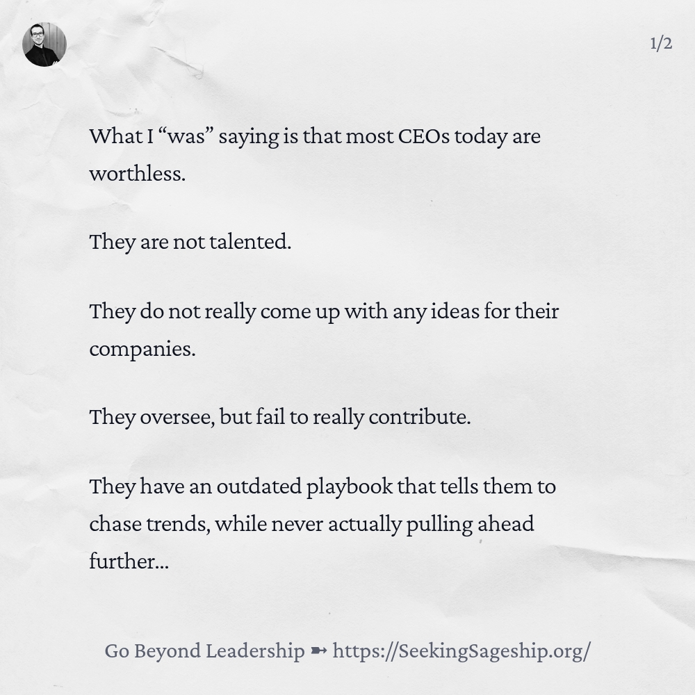YourGuideCody's tweet image. From: Jensen Huang Confirms What I Claimed 2 Years Ago About Modern CEOs - Plus, Where Huang Did Not Go Far Enough In His Analysis

#Goals #Leadership #Sageship #Future #Success #Failure #AI #ArtificialIntelligence #Patterns #Failure #Potential #Growth