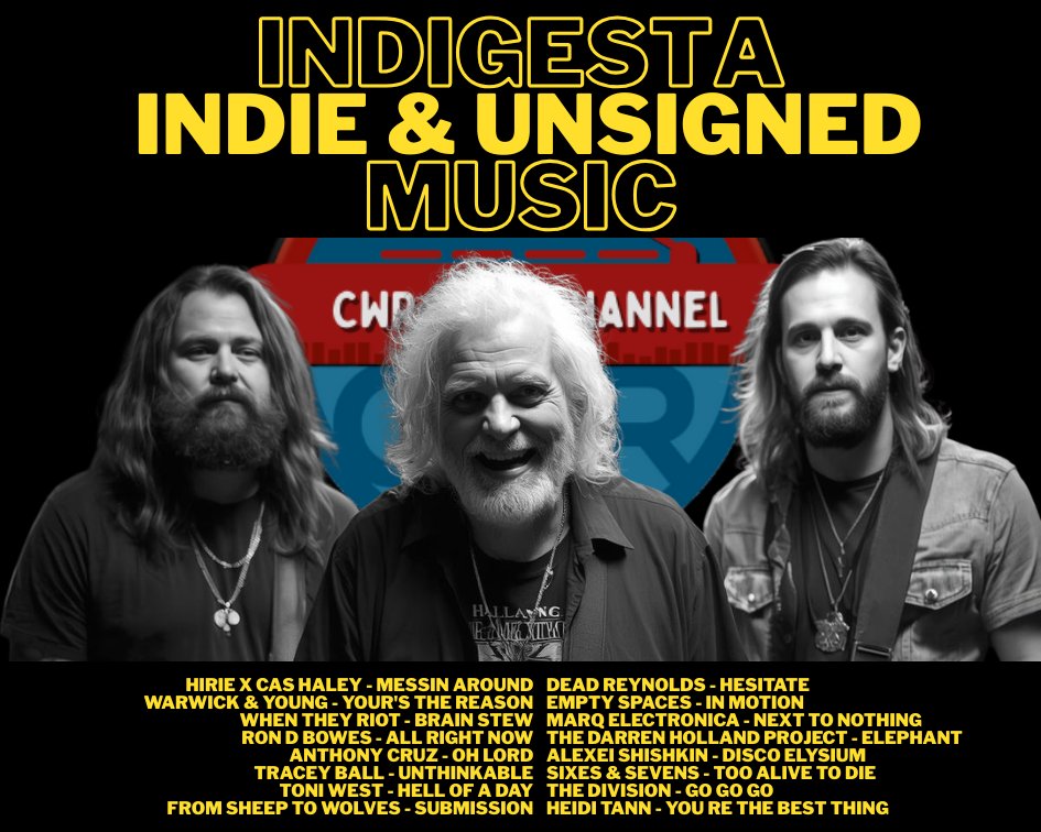 catorwebradio's tweet photo. #NowPlaying #Indigesta
@WarwickandYoung
@whentheyriot
@RonBowes3
Michael Johnson, Rowan Smith
@TraceyBallsongs
@misstoniwest
#FromSheeptoWolves
@dead_reynolds
#EmptySpaces
@MARQelectronic1
@TheDarrenHolla1
#AlexeiShishkin
@6ixes_7evens
@the_divisions_
#HeidiTann https://t.co/NVcZdakVyy