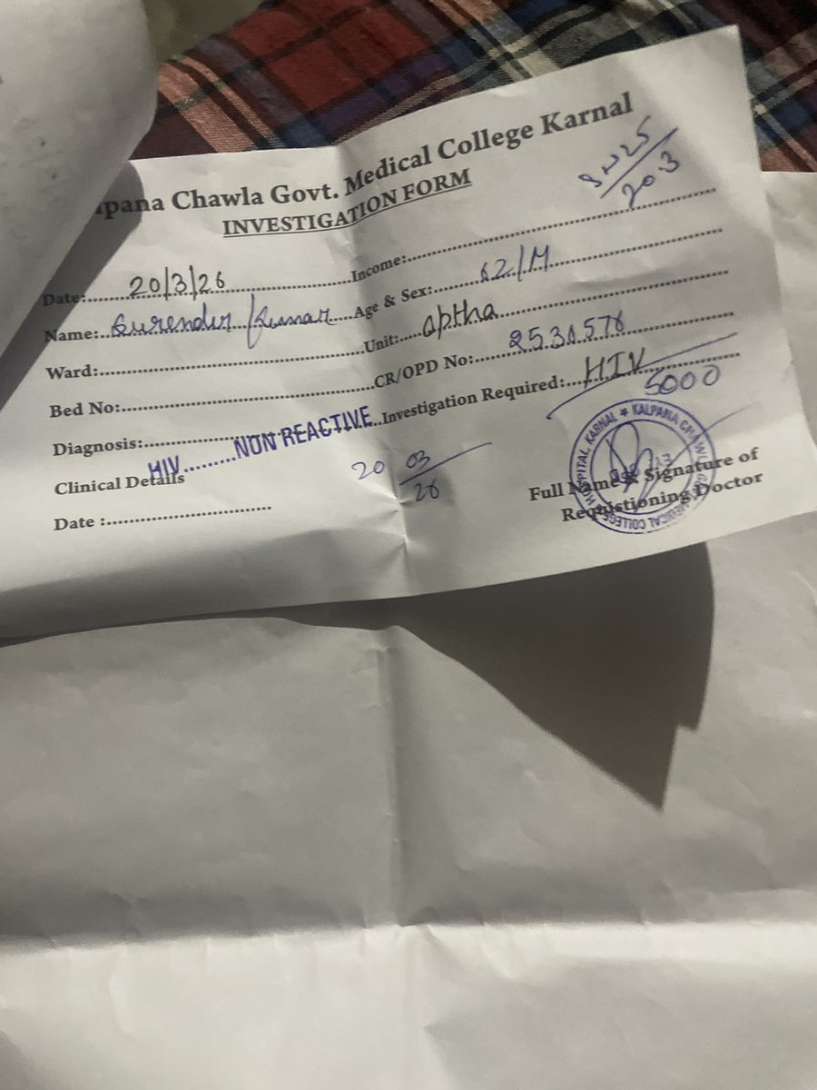 manish11_04's tweet photo. Got an unclear, unreadable report from a govt hospital. Instead of explaining, doctor asked to redo tests at a private lab.  

If we still depend on private labs, where is taxpayers’ money going?  

@MoHFW_INDIA @cmoharyana @HealthDeptHR @PMOIndia @KalpanaChawlaHospitalKarnal https://t.co/bL9HPxPJxG